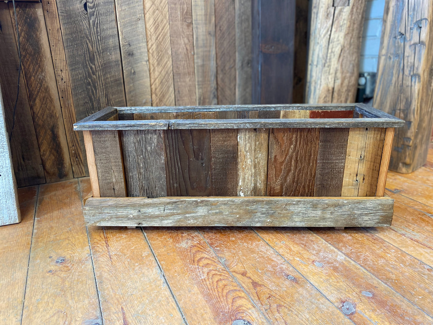 Customizable Reclaimed Wood Planter Box - Small