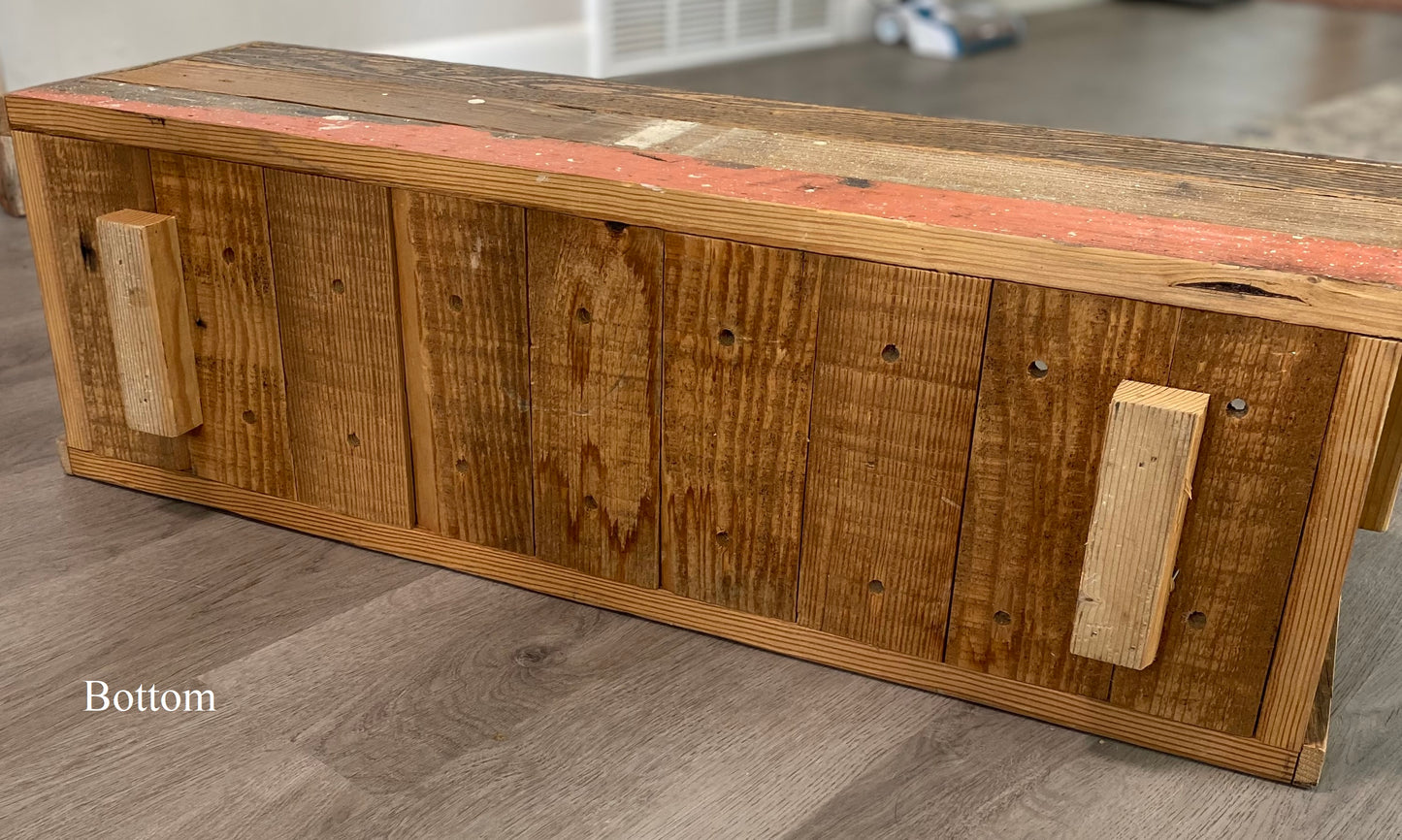 Reclaimed Wood Planter Box with Orange Paint Accents