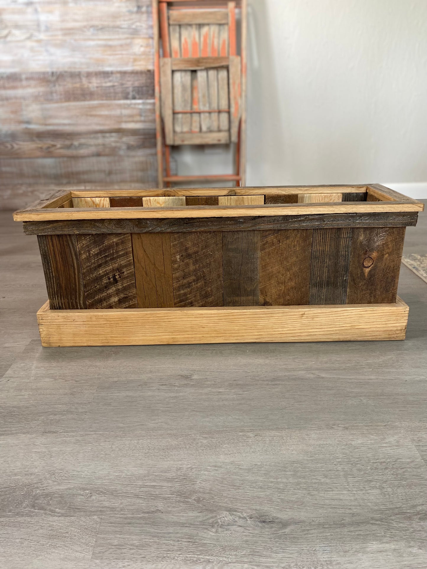 Reclaimed Wood Planter Box - Dark and Light Stains