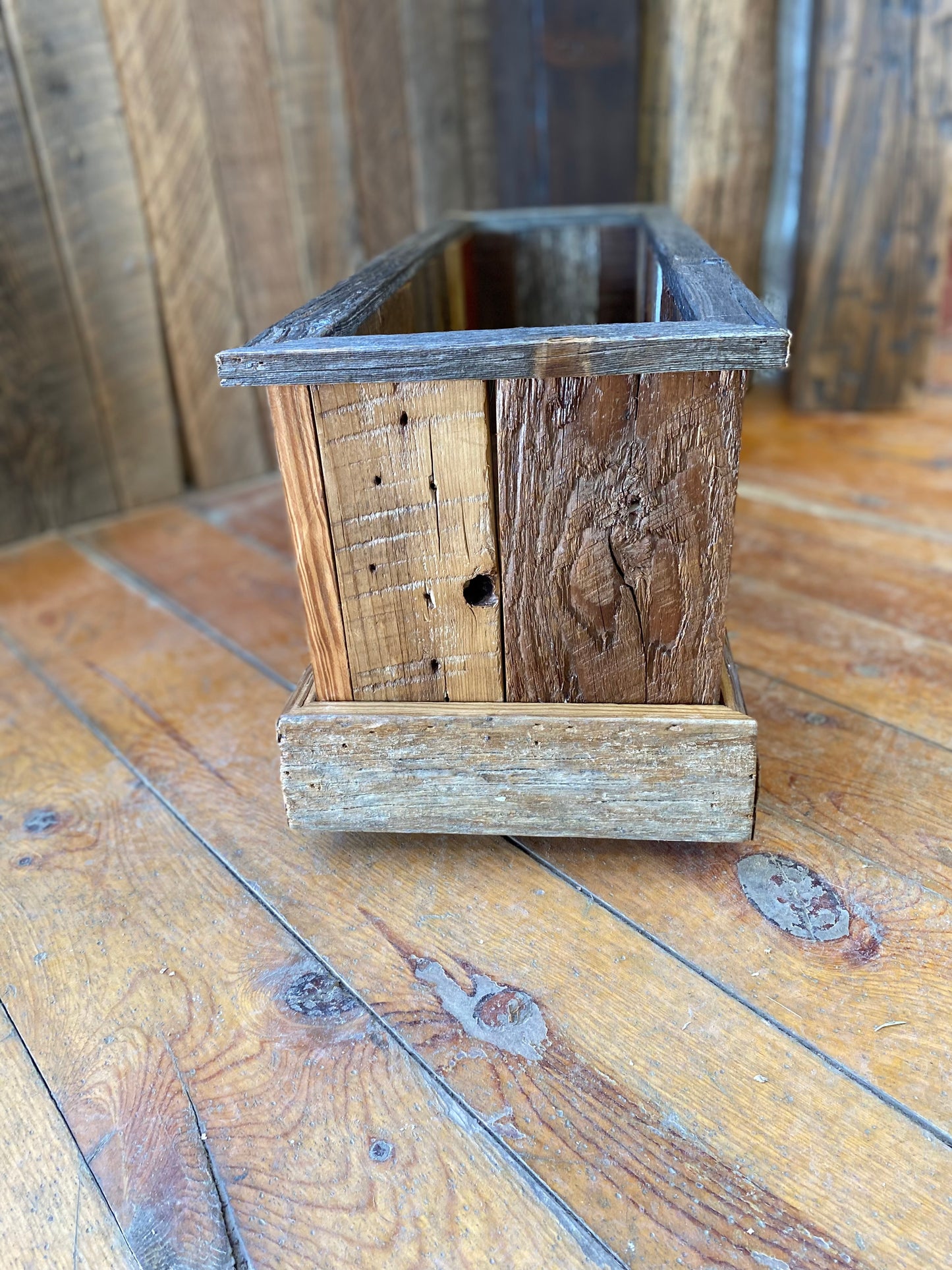 Customizable Reclaimed Wood Planter Box - Small